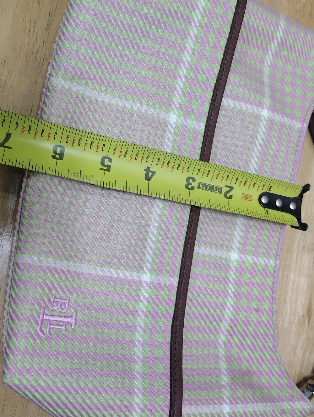 Lauren By Ralph Lauren Pink Houndstooth Baguette Shoulder Bag